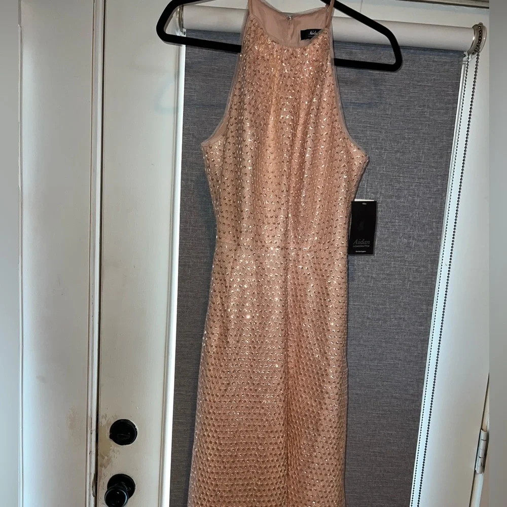 Aidan Mattox Pink Halter Midi Cocktail Dress - Picture 5 of 9
